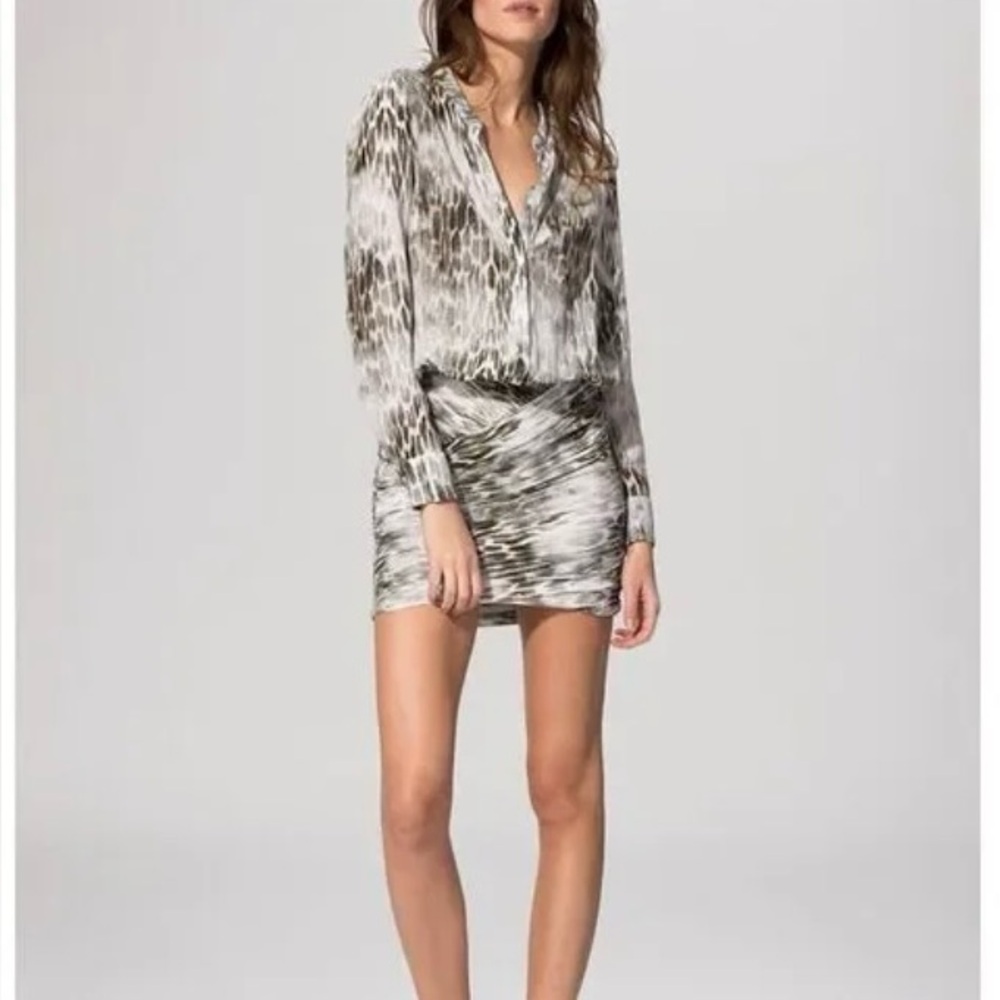 Maje silk leopard dress with ruching